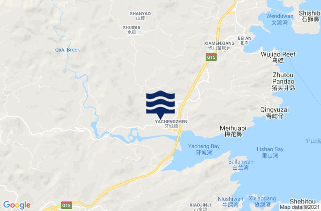Yacheng, Chinaの潮見表地図