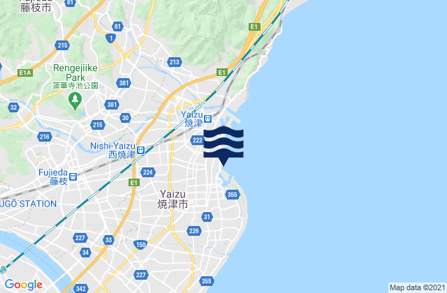 Yaizu Shi, Japanの潮見表地図