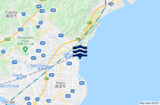 Yaizu, Japanの潮見表地図