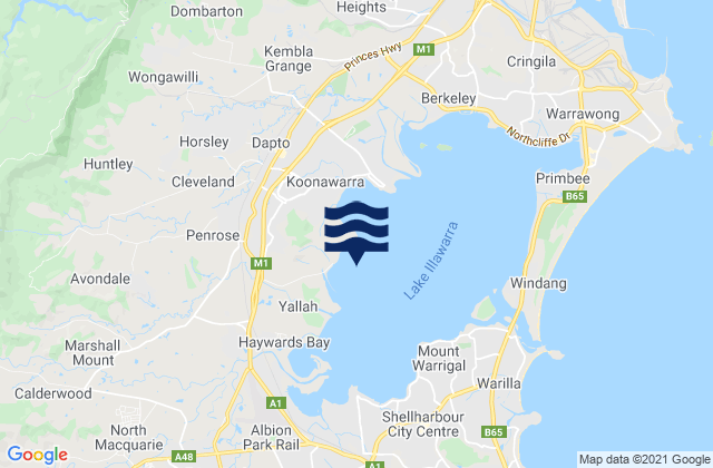 Yallah Bay, Australiaの潮見表地図