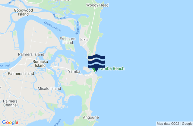 Yamba Beach, Australiaの潮見表地図
