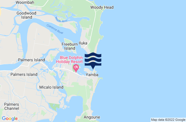 Yamba, Australiaの潮見表地図
