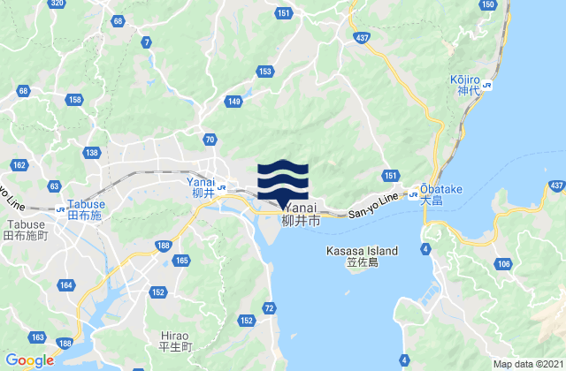 Yanai Shi, Japanの潮見表地図