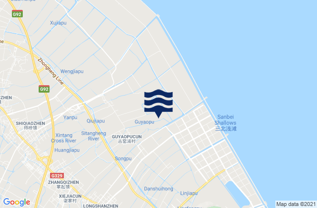 Yangjia, Chinaの潮見表地図