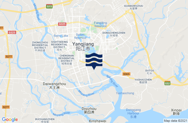 Yangjiang, Chinaの潮見表地図