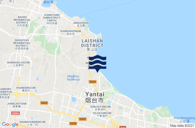 Yantai, Chinaの潮見表地図