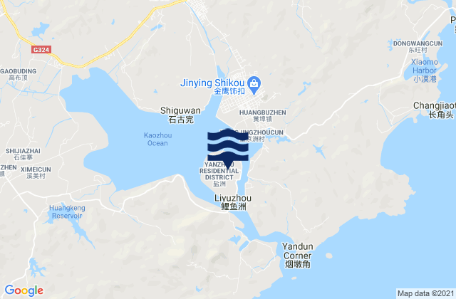 Yanzhou, Chinaの潮見表地図