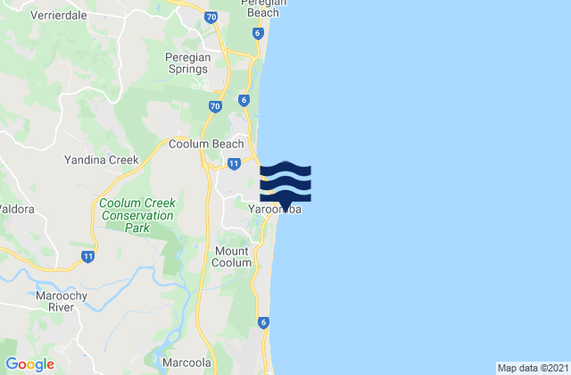 Yaroomba Beach, Australiaの潮見表地図