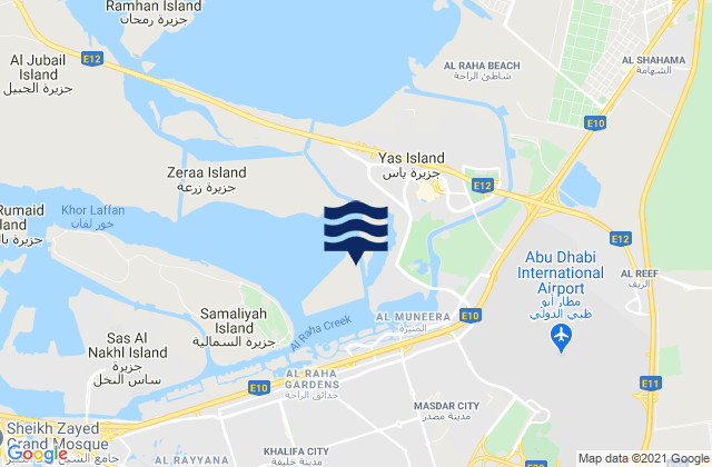 Yas Beach, United Arab Emiratesの潮見表地図