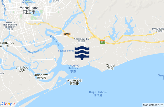 Yashao, Chinaの潮見表地図