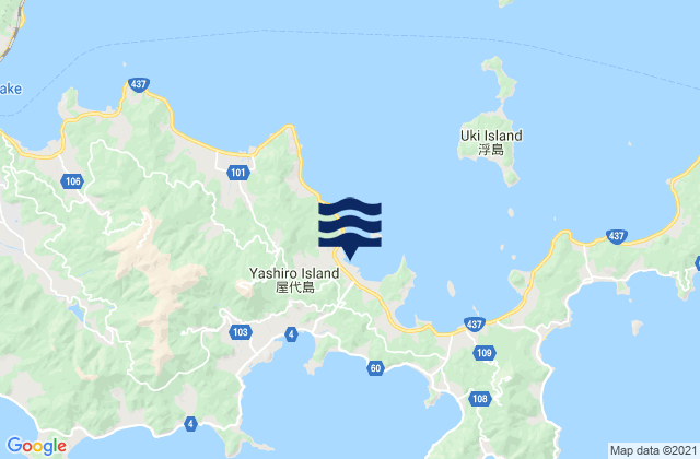 Yashiro Jima, Japanの潮見表地図
