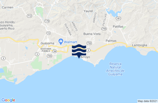 Yaurel Barrio, Puerto Ricoの潮見表地図