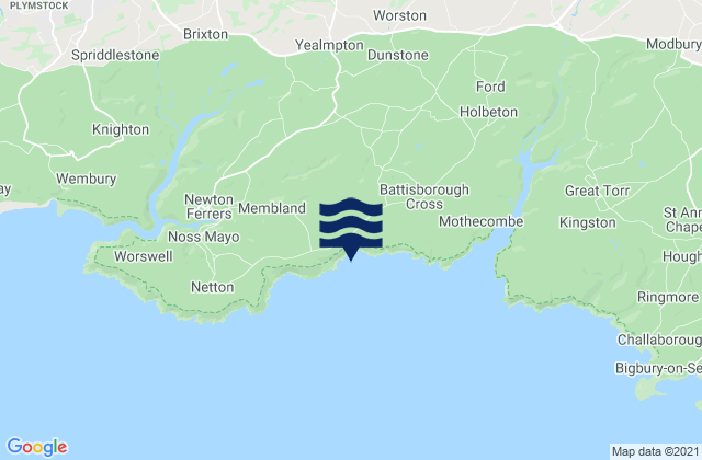 Yealmpton, United Kingdomの潮見表地図