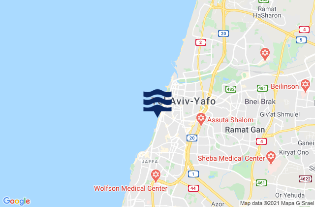 Yehud, Israelの潮見表地図