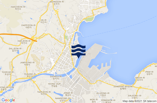 Yeonil, South Koreaの潮見表地図