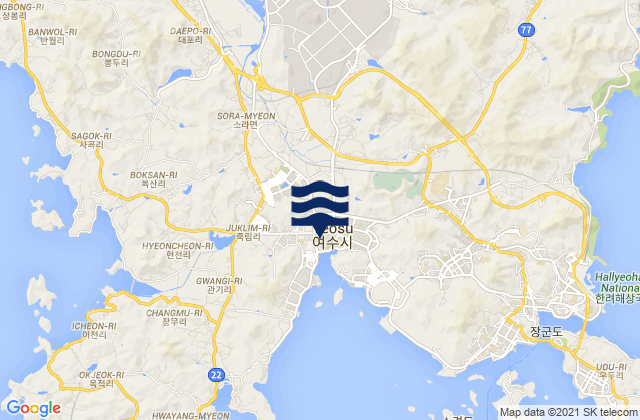 Yeosu-si, South Koreaの潮見表地図