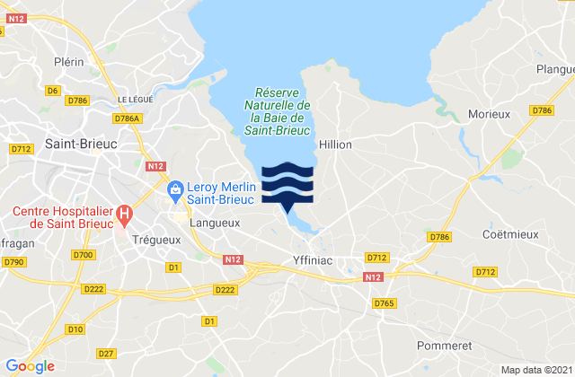 Yffiniac, Franceの潮見表地図