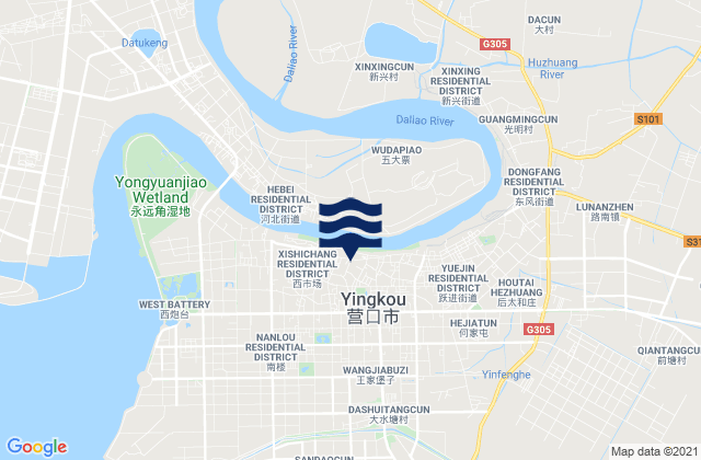 Yingkou, Chinaの潮見表地図