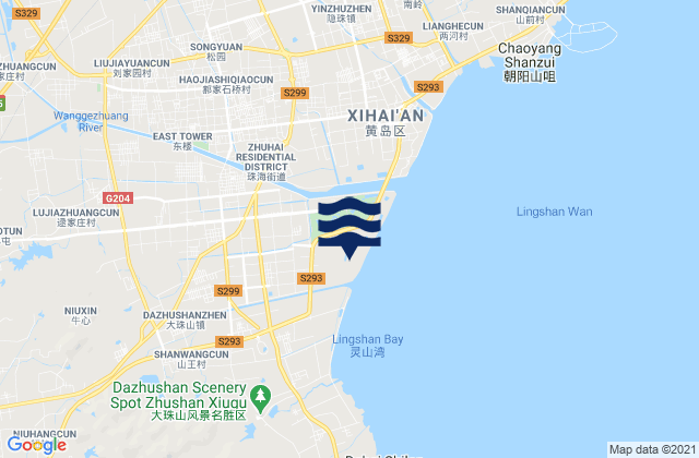 Yinzhu, Chinaの潮見表地図