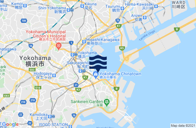 Yokohama-shi, Japanの潮見表地図