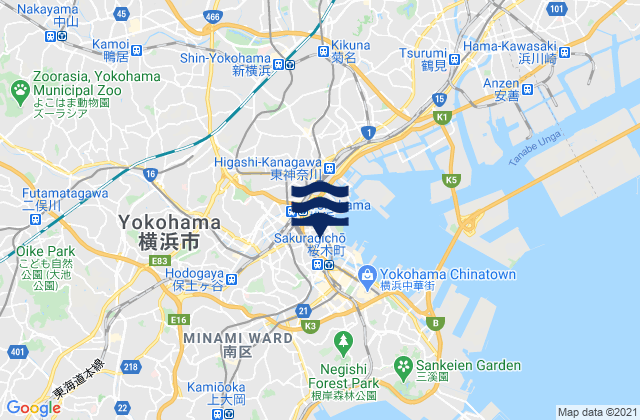 Yokohama Shi, Japanの潮見表地図