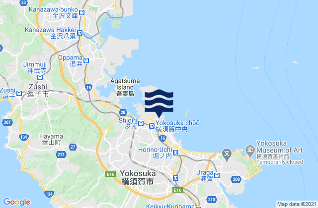 Yokosuka Ko, Japanの潮見表地図