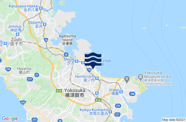 Yokosuka Shi, Japanの潮見表地図