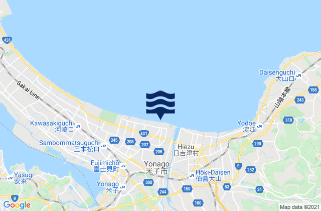 Yonago Shi, Japanの潮見表地図