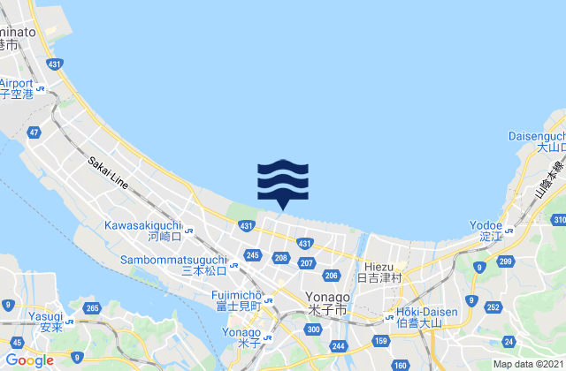 Yonago, Japanの潮見表地図