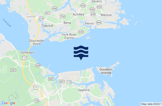 Yorktown Goodwin Neck, United Statesの潮見表地図
