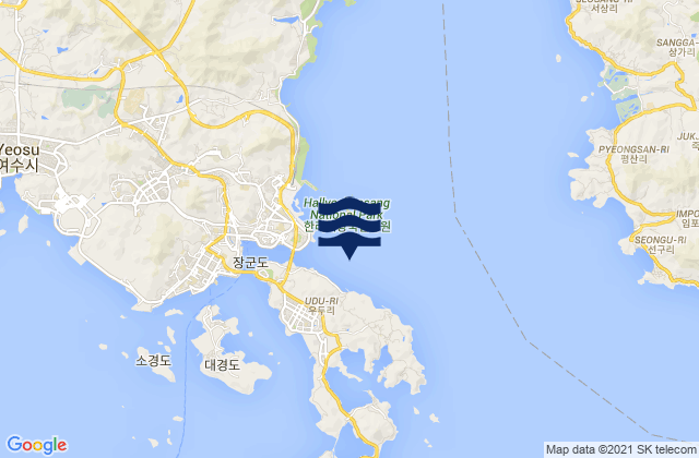 Yosu, South Koreaの潮見表地図