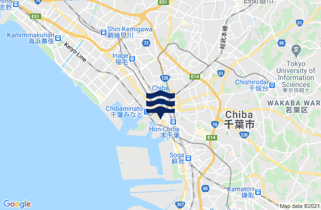 Yotsukaidō-shi, Japanの潮見表地図