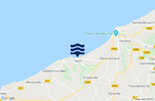 Yport, Franceの潮見表地図