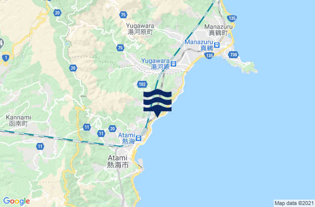 Yugawara, Japanの潮見表地図