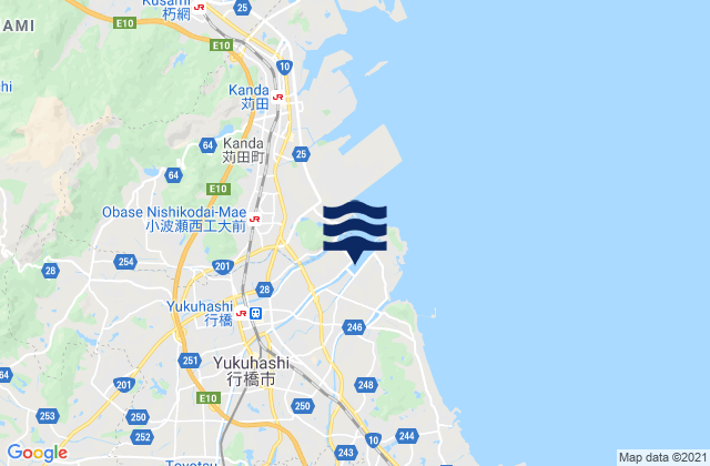 Yukuhashi Shi, Japanの潮見表地図