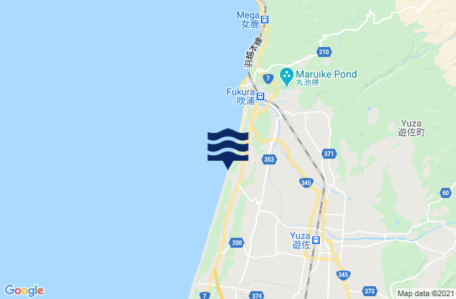 Yuza, Japanの潮見表地図