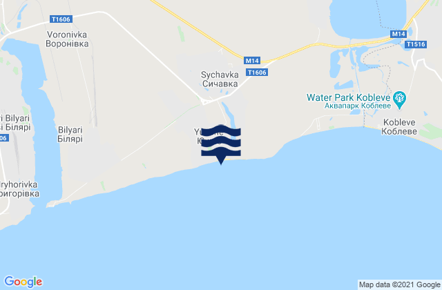 Yuzhne, Ukraineの潮見表地図