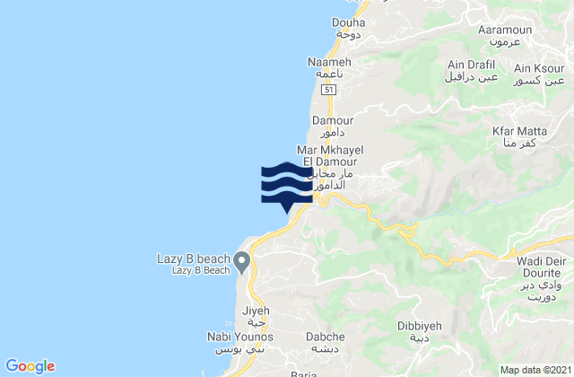 Yâroûti, Lebanonの潮見表地図