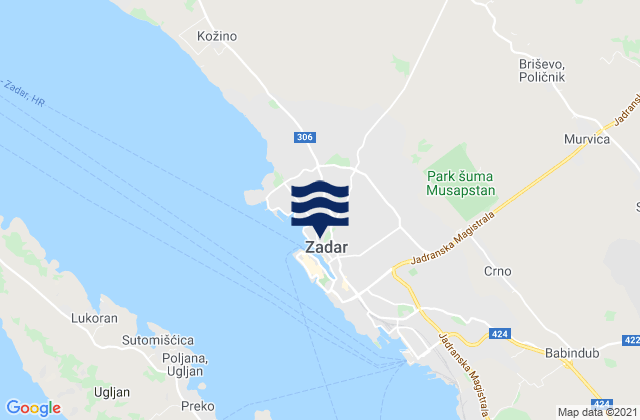 Zadar, Croatiaの潮見表地図