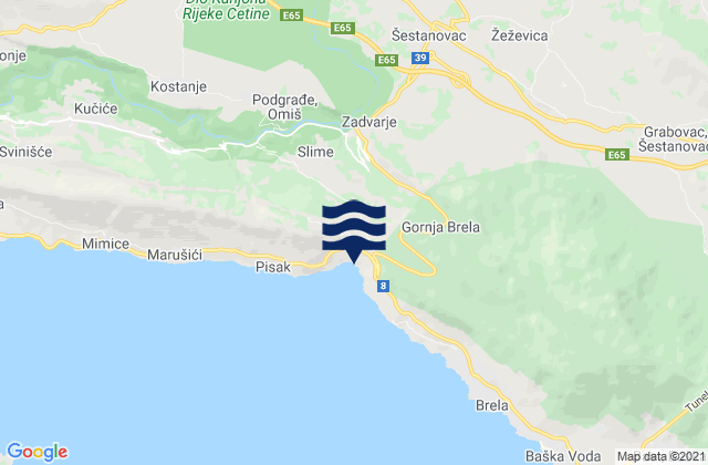 Zadvarje, Croatiaの潮見表地図