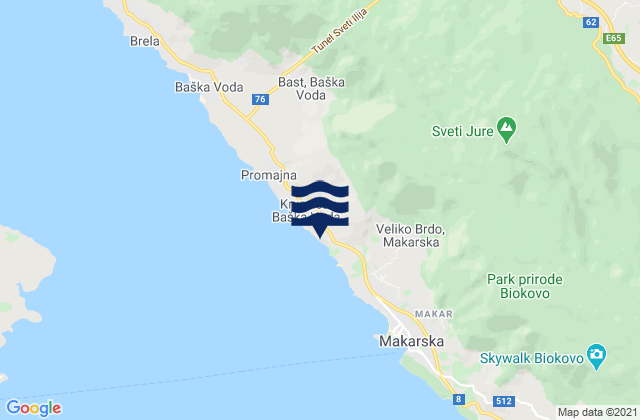 Zagvozd, Croatiaの潮見表地図