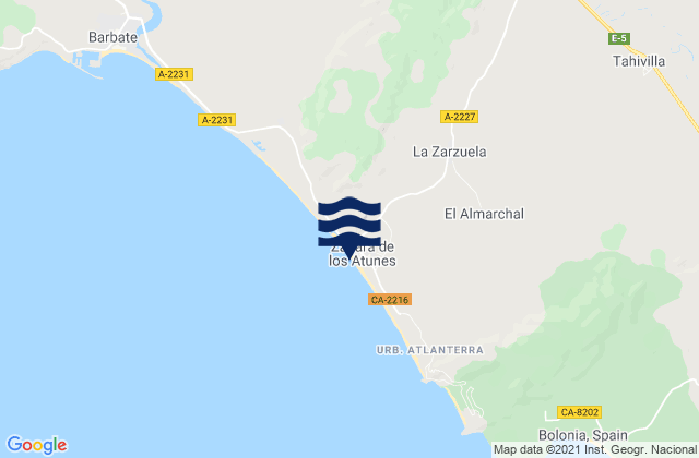 Zahara de los Atunes, Spainの潮見表地図