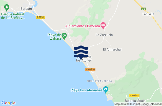 Zahara de los Atunes., Spainの潮見表地図