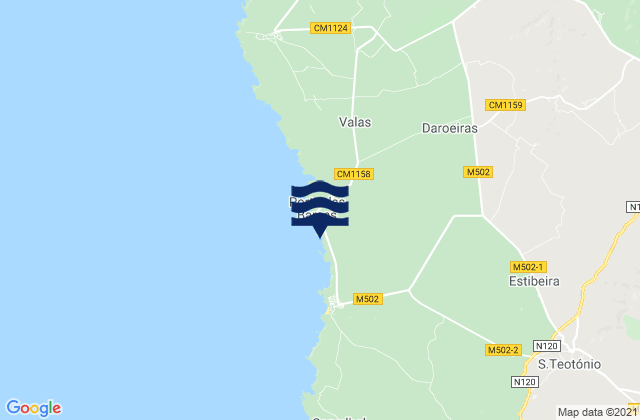 Zambujeira do Mar, Portugalの潮見表地図