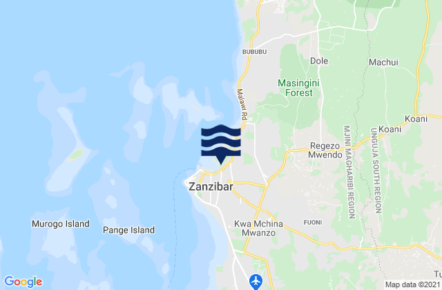 Zanzibar Urban/West Region, Tanzaniaの潮見表地図