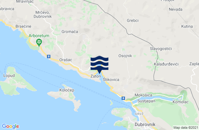 Zaton, Croatiaの潮見表地図