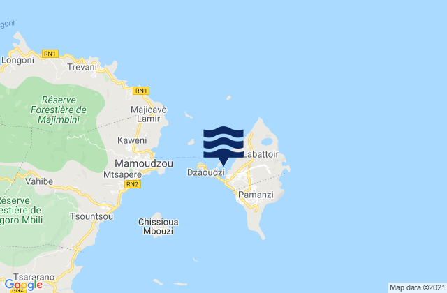Zaudzi Ile Mayotte, French Southern Territoriesの潮見表地図