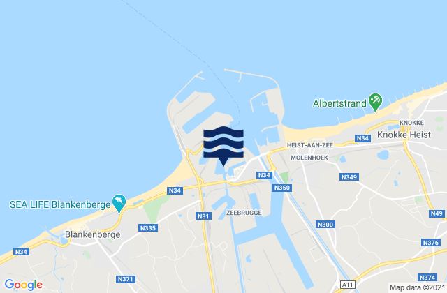 Zeebrugge, Netherlandsの潮見表地図