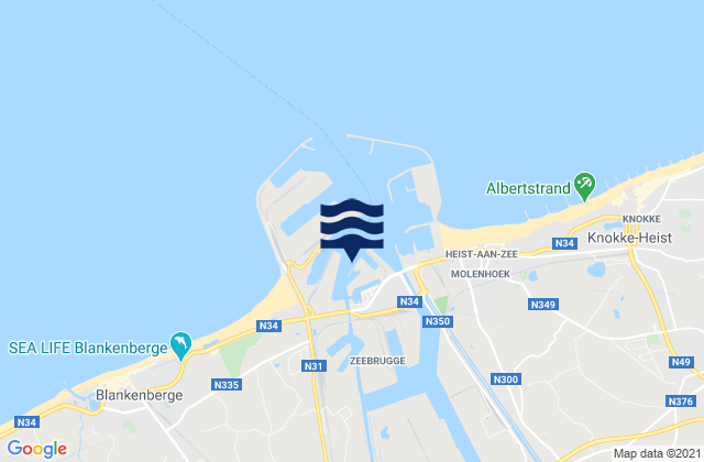 Zeebrugge Port, Belgiumの潮見表地図