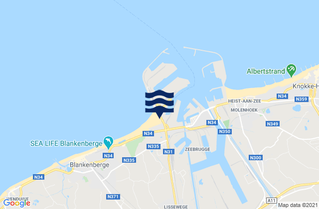 Zeebrugge, Belgiumの潮見表地図